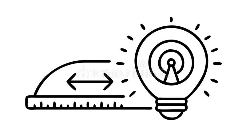 Ideenmesslichtsymbol für Evaluierung und Analyse Vektordesign Generative AI stock abbildung