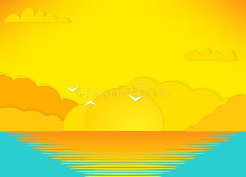 Ideia do por do sol bonito acima do mar ilustração royalty free