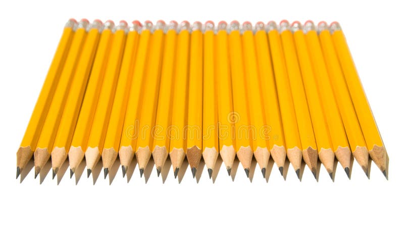 Identical Row of Yellow Pencils