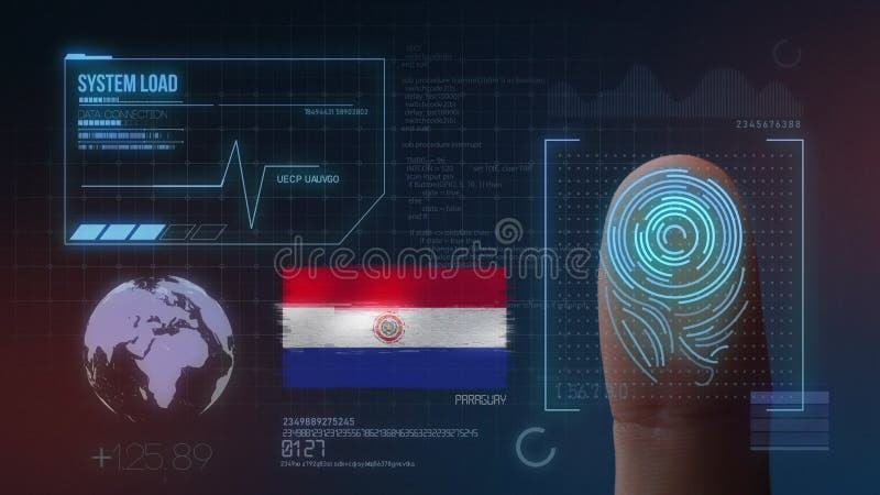 Identificatiesysteem van het vingerafdruk het Biometrische Aftasten De Nationaliteit van Paraguay royalty-vrije stock afbeeldingen Identificatiesysteem van het vingerafdruk het Biometrische Aftasten De Nationaliteit van Paraguay royalty-vrije stock afbeeldingen