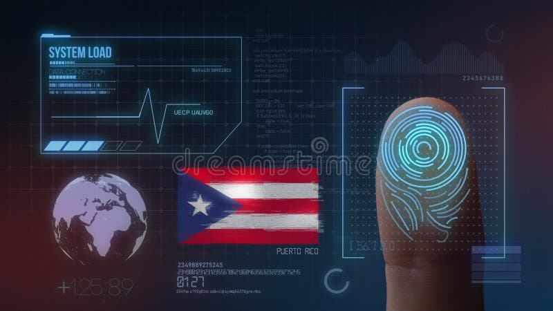 Identificatiesysteem van het vingerafdruk het Biometrische Aftasten Puerto Rico Nationality stock afbeeldingen Identificatiesysteem van het vingerafdruk het Biometrische Aftasten Puerto Rico Nationality stock afbeeldingen