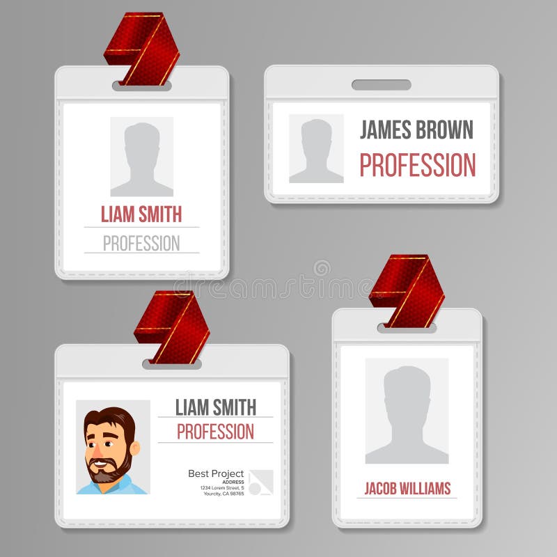 Identification Badge Set Vector Id Card Blank Name