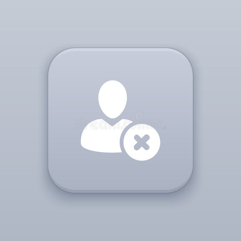 Identity not confirmed, delete contact, gray vector button with white icon on gray background