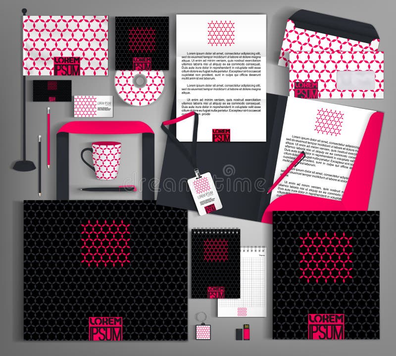 Identité d'entreprise noire avec un élément rose lumineux illustration libre de droits Identité d'entreprise noire avec un élément rose lumineux illustration libre de droits