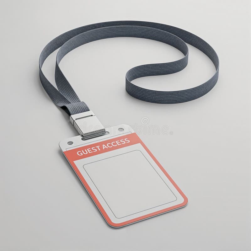 Identyfikator Lanyard wygenerowany przez AI dla gości do identyfikacji gości w pakiecie Office lub Event Visitor zdjęcie royalty free