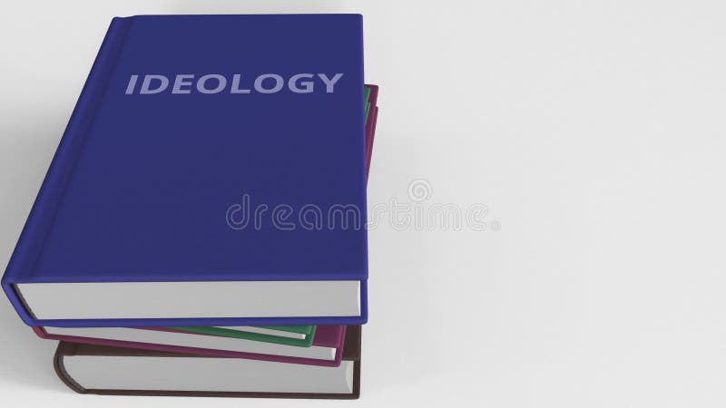 IDEOLOGIEtitel op het boek, conceptuele 3D animatie