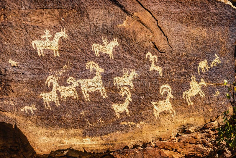 Idian Petroglyphen delikate Bogen Nationalpark moab utah stockbilder