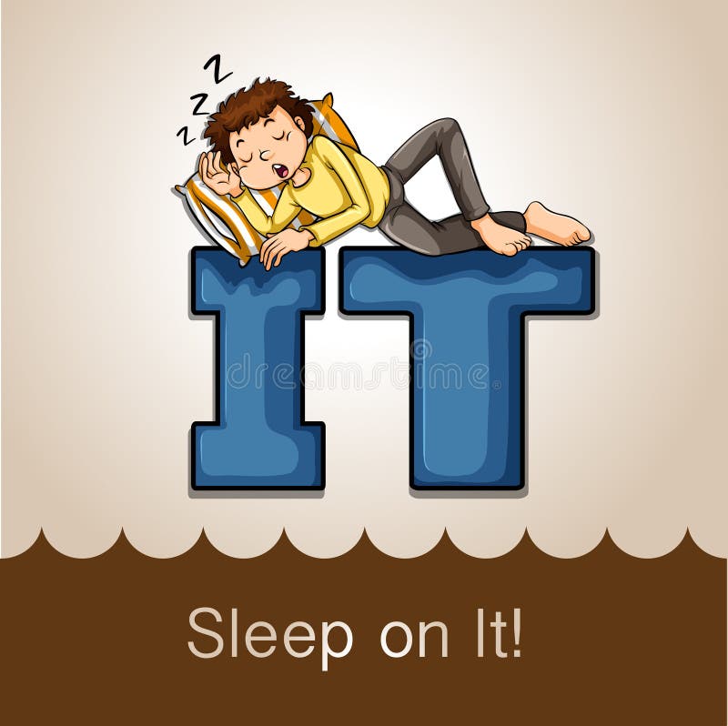Idiom sleep on it stock vector. Illustration of cartoon - 58365318