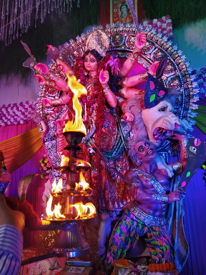 Idol of hindu goddess- Durga worshiped during a festival of light. royalty free stock photography Idol of hindu goddess- Durga worshiped during a festival of light. royalty free stock photography