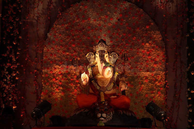 Idol of Lord Ganesha with Dark Background. Stock Image - Image of ganapati,  greeting: 178337131