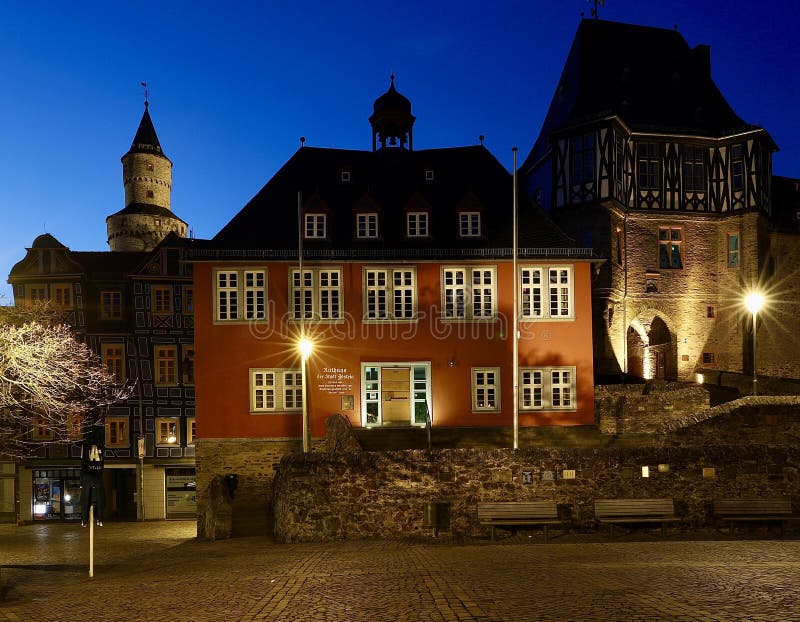 Town Hall Idstein Hesse Old Town Rheingau-Taunus District Germany Old Building Castle Evening Star Twilight Witch Tower. Town Hall Idstein Hesse Old Town Rheingau-Taunus District Germany Old Building Castle Evening Star Twilight Witch Tower