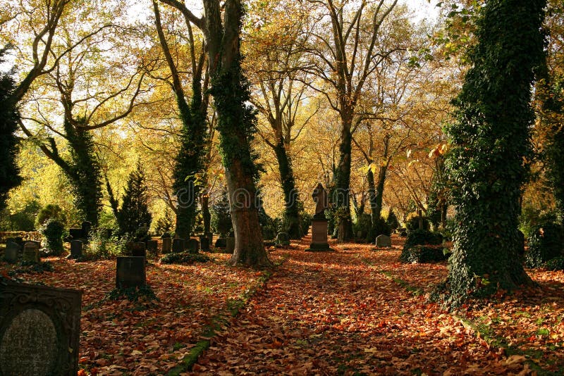 Idyllic autumn graveyard