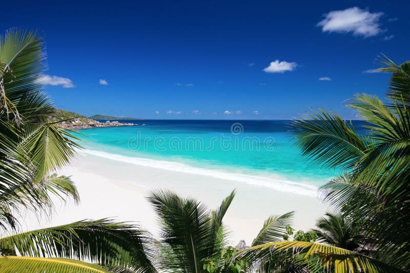 Idyllic beach in Seychelles royalty free stock photos