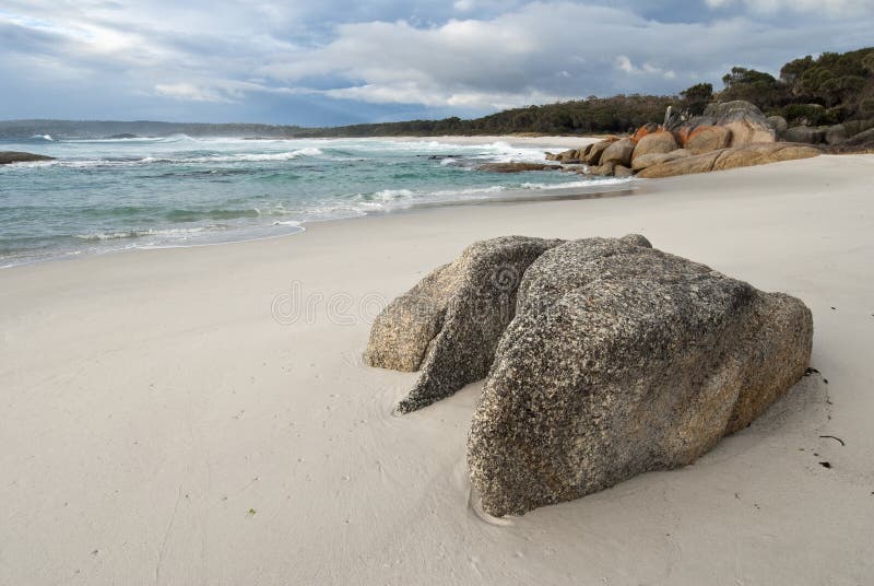 Idyllic natural beach scene, Bay of Fires, Tasmania