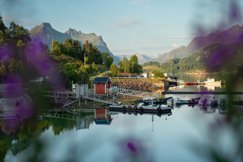 An idyllic view over the harbor stock photo