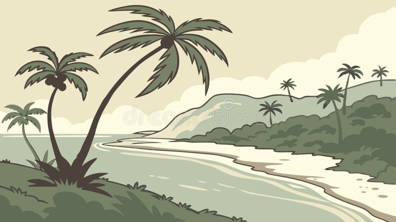 Idyllische Tropical Beach Vector Palmen und Ocean Paradise Kunst Vektor Design Generative AI vektor abbildung