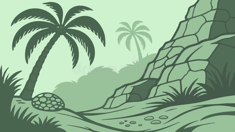 Idyllische tropische Strandlandschaft mit Lush Palm Bäume Vektordesign Generative AI vektor abbildung