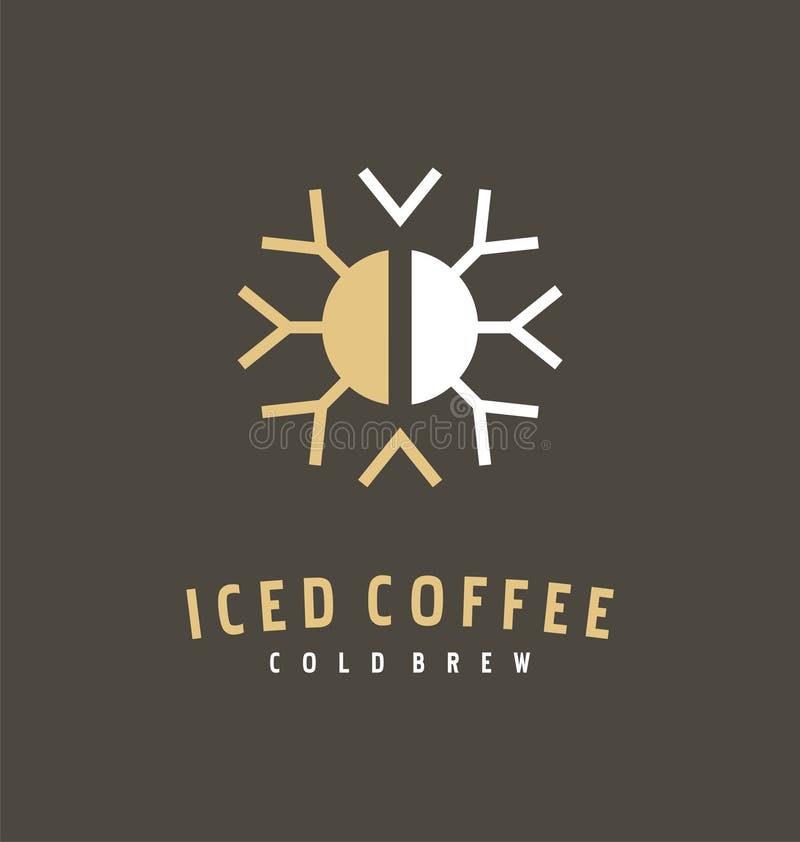Idé för design för logo för kaffeböna och snöflingaför med is kaffe vektor illustrationer