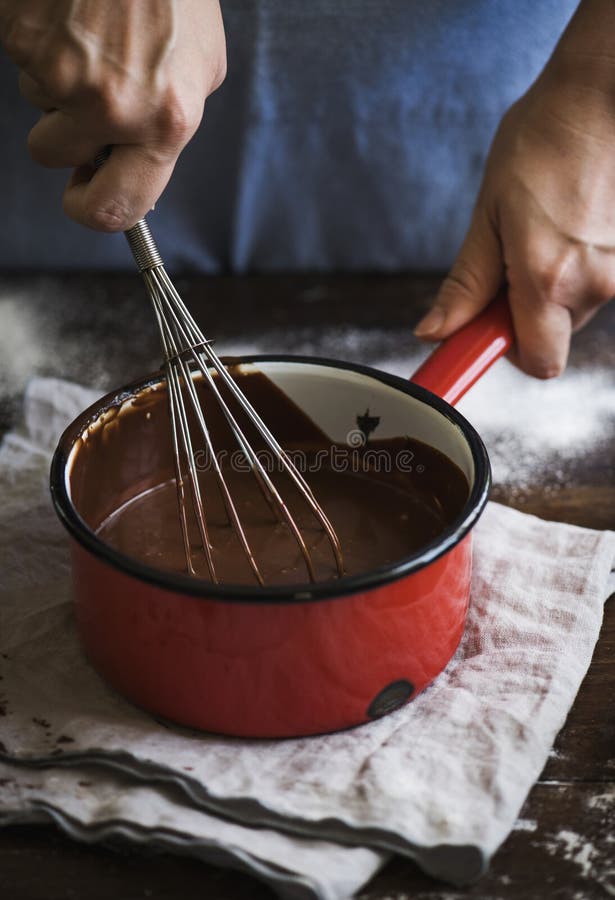 Idé för recept för fotografi för chokladganachemat royaltyfri fotografi