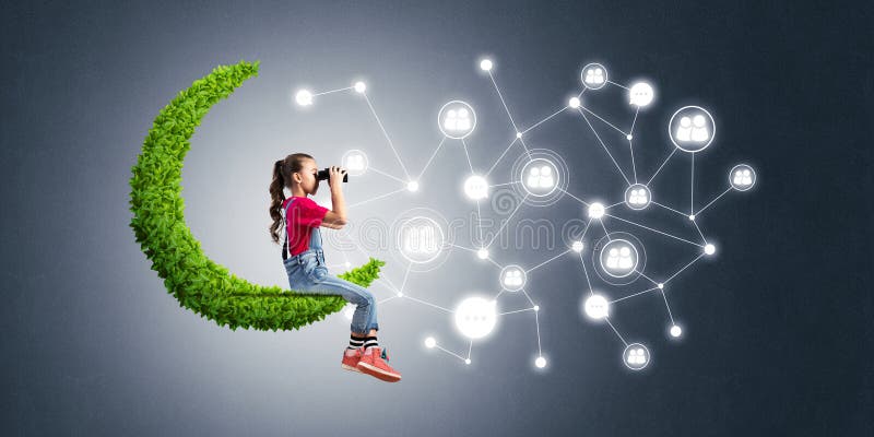 Idé om barns Internetkommunikation eller onlinespel och föräldrakontroll stock illustrationer