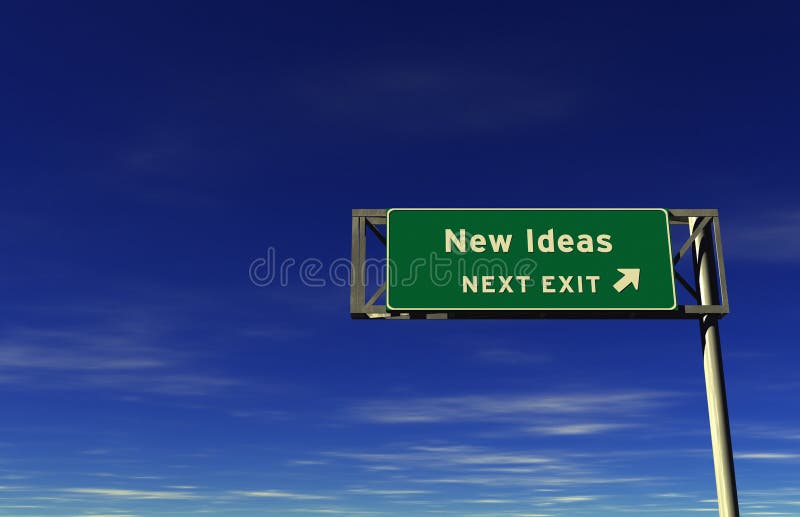 Idéias novas - sinal da saída de autoestrada ilustração do vetor Idéias novas - sinal da saída de autoestrada ilustração do vetor