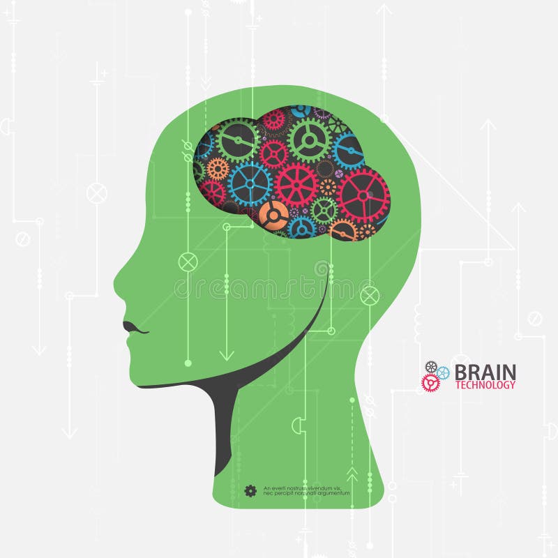Idérik hjärnbegreppsbakgrund Conce för konstgjord intelligens stock illustrationer Idérik hjärnbegreppsbakgrund Conce för konstgjord intelligens stock illustrationer