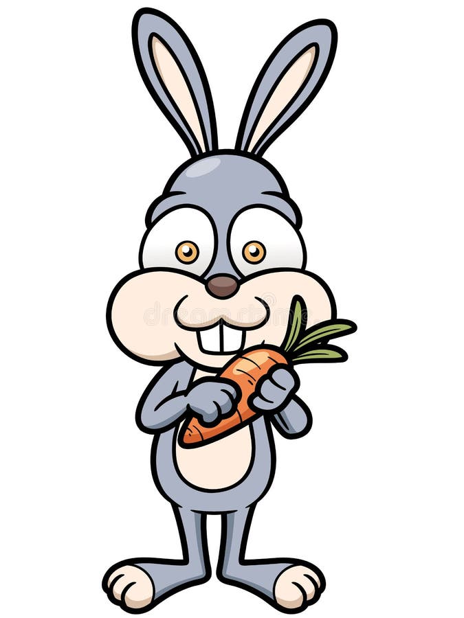 Iepure de desene animate cu morcov stock illustration