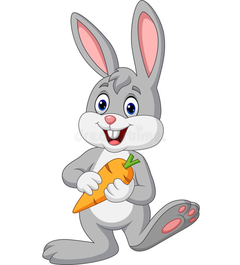 Iepure de desene animate cu un morcov vector illustration