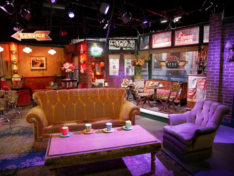 Warner Bros Studios - Friends Famous Central Perk Bar and Orange Sofa  Editorial Photo - Image of restaurant, cafeteria: 180974576