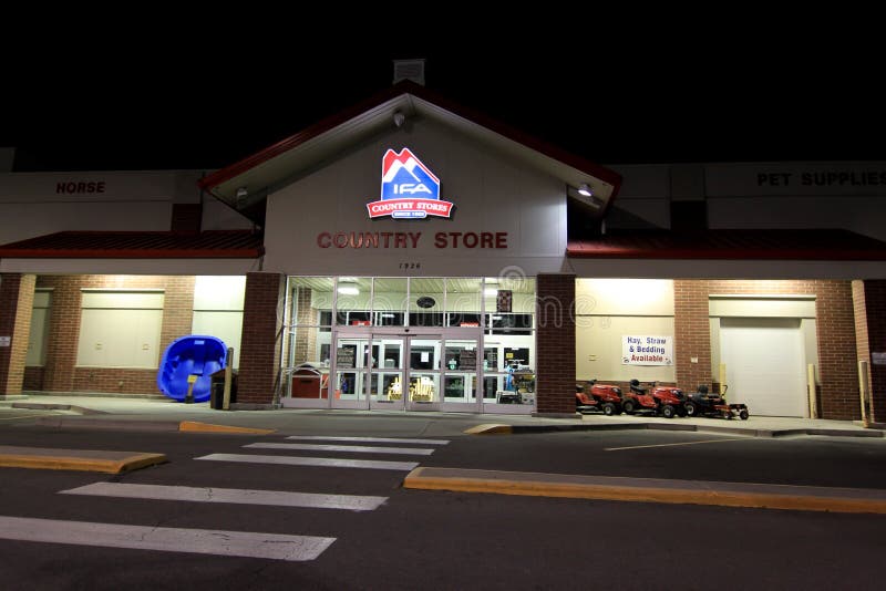 IFA Country Store at night editorial photo. Image of intermountain