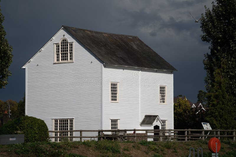 A view of the Mill at Ifield Mill pond in Ifield, West Sussex on October 1, 2020 stock photography