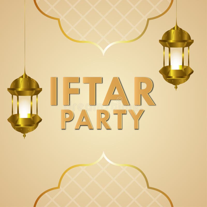 Iftar Invitation Background with Arabic Golden Lantern Stock Illustration -  Illustration of door, lettering: 218511300