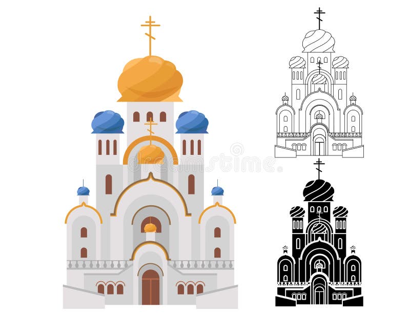 Iglesia de lujo de la historieta con oro y bóvedas azules libre illustration Iglesia de lujo de la historieta con oro y bóvedas azules libre illustration