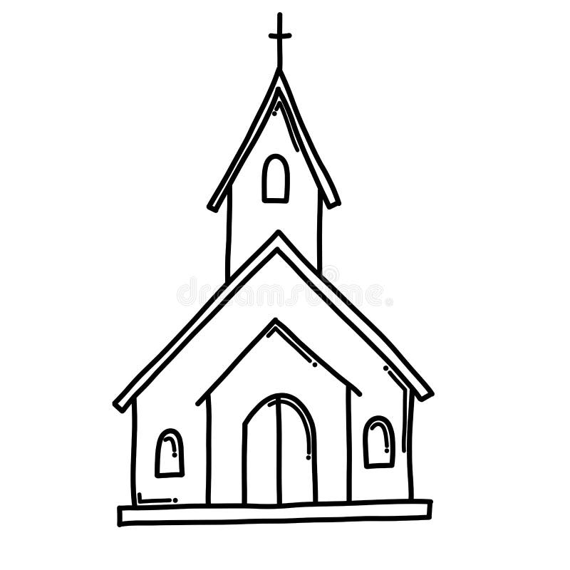  Icono De Vector De Doodle De Iglesia.  Dibujo Dibujo Ilustración Dibujo a mano Dibujos animados Línea Eps1 Ilustración vectorial