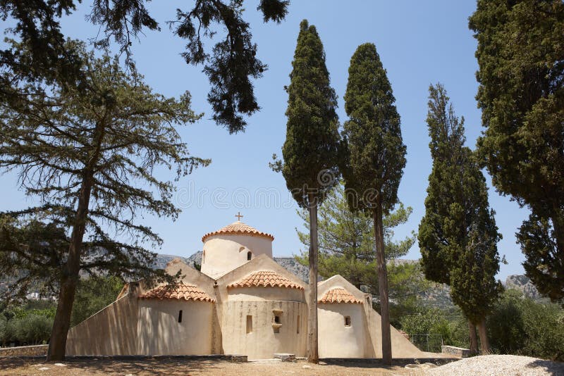 Iglesia griega de Panagia Kera crete Grecia fotografía de archivo libre de regalías Iglesia griega de Panagia Kera crete Grecia fotografía de archivo libre de regalías