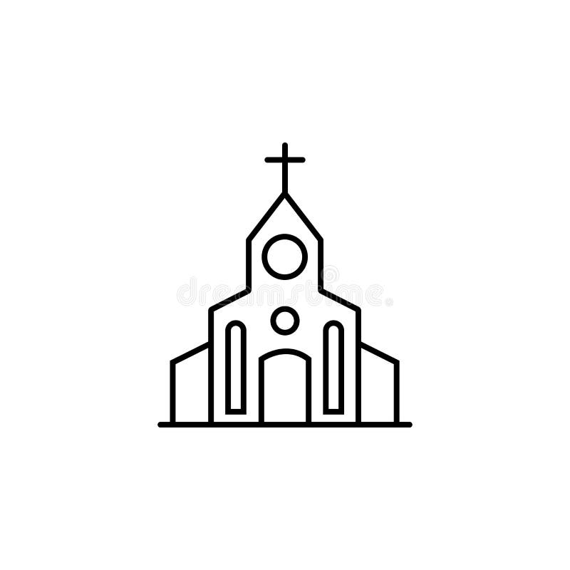 Construcción, Icono De Línea De Iglesia En Fondo Blanco Stock de  ilustración - Ilustración de concepto, residencial: 161231269