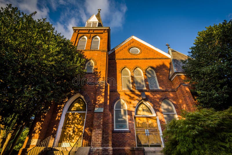 Iglesia vieja en Charlotte de la parte alta, Carolina del Norte imágenes de archivo libres de regalías Iglesia vieja en Charlotte de la parte alta, Carolina del Norte imágenes de archivo libres de regalías