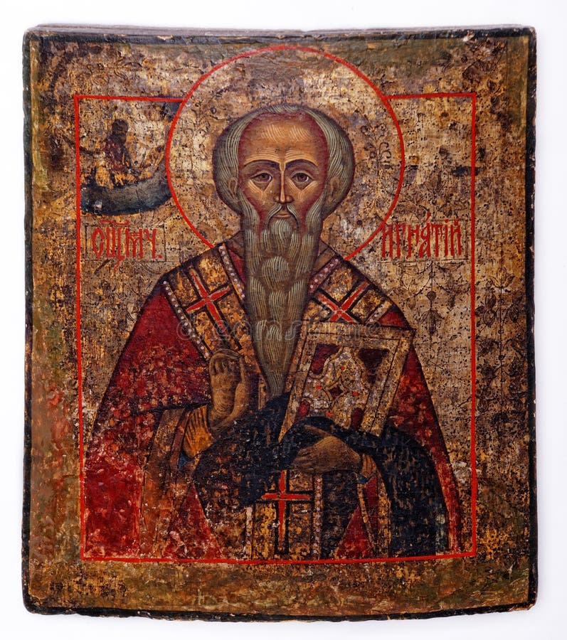 Ignatius Of Antioch. Ancient church icon. One of attributes of christian religion royalty free stock photo