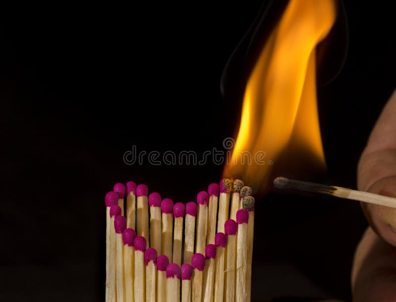 Igniting a heart made of matches