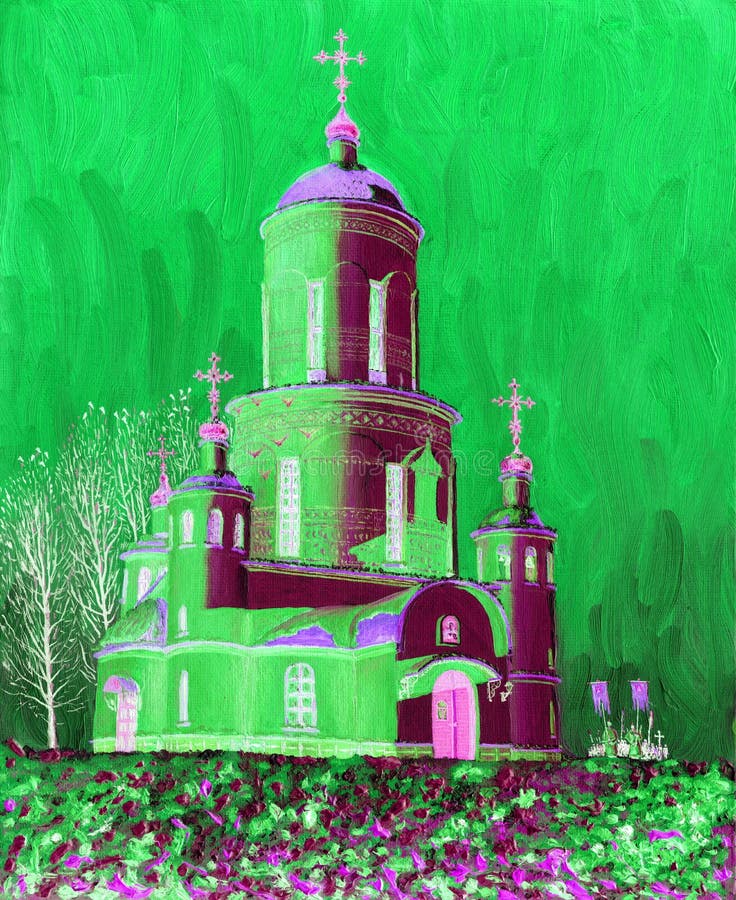 Igreja bonita, iluminada pelo sol em um dia de inverno gelado ilustração stock Igreja bonita, iluminada pelo sol em um dia de inverno gelado ilustração stock