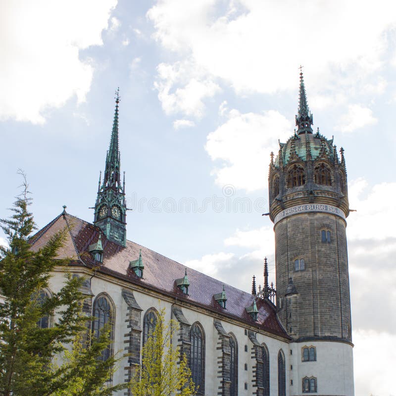 A Igreja Do Castelo Em Wittenberg Imagem de Stock Imagem de torre