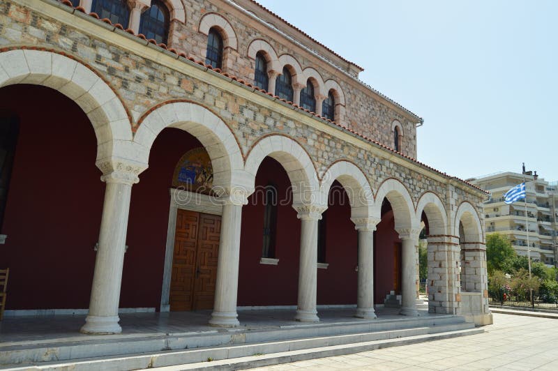 Igreja ortodoxa de Konstantinos On Its Lateral Facade com estes arcos bonitos nos portais Curso da história da arquitetura fotos de stock Igreja ortodoxa de Konstantinos On Its Lateral Facade com estes arcos bonitos nos portais Curso da história da arquitetura fotos de stock