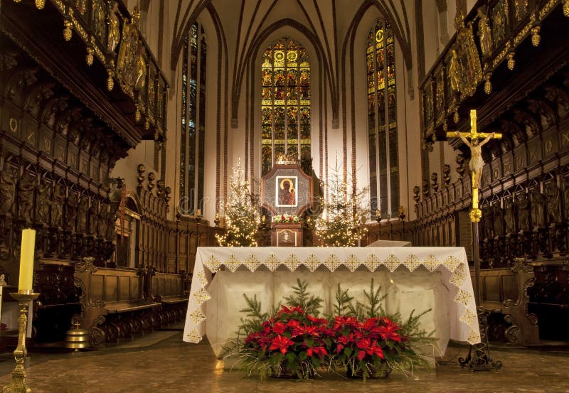 Church inside in the night, St. John's Cathedral, Warsaw. Church inside in the night, St. John's Cathedral, Warsaw