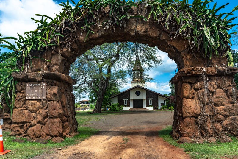 Igreja protestante em Haleiwa, Oahu, Havaí imagem de stock Igreja protestante em Haleiwa, Oahu, Havaí imagem de stock