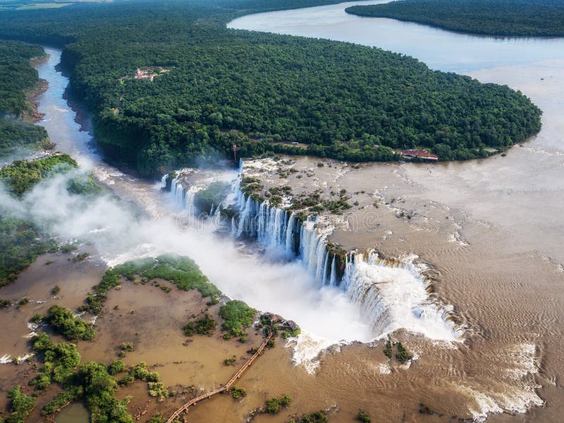Iguazu Falls on the Border of Argentina and Brazil, Aerial View royalty free stock photography Iguazu Falls on the Border of Argentina and Brazil, Aerial View royalty free stock photography