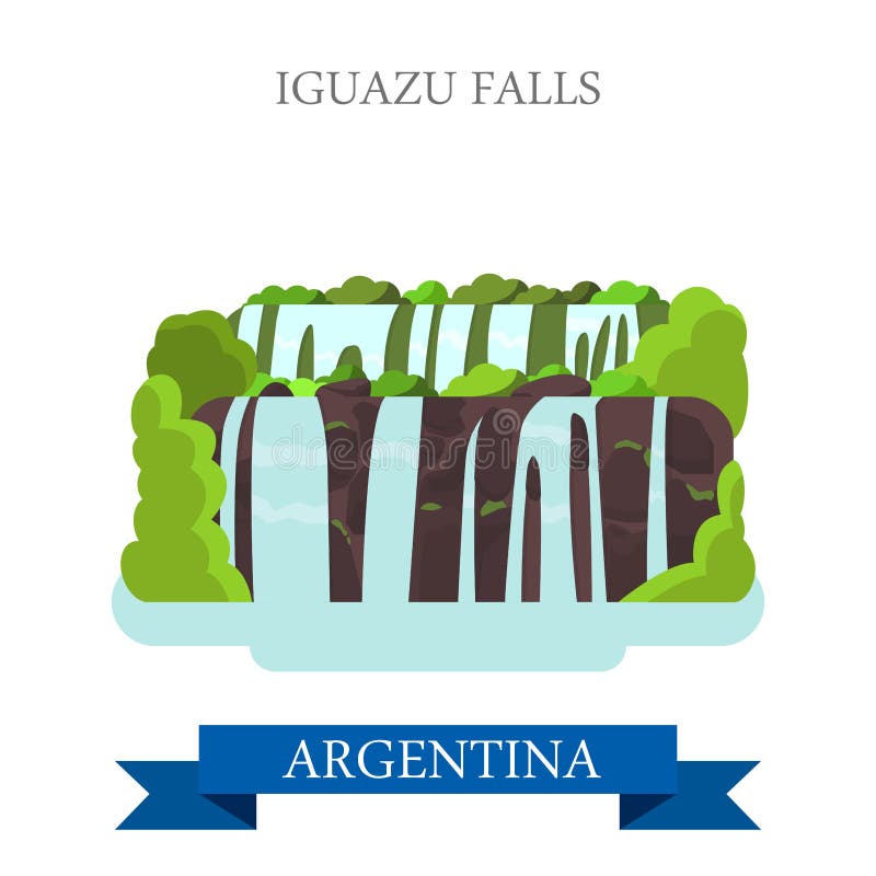 Iguazudalingen van vector vlakke de aantrekkelijkheidsoriëntatiepunten van Argentinië royalty-vrije illustratie Iguazudalingen van vector vlakke de aantrekkelijkheidsoriëntatiepunten van Argentinië royalty-vrije illustratie