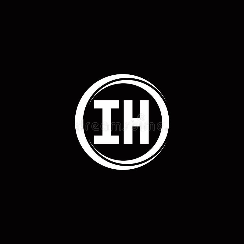 IH Logo Initial Letter Monogram with Circle Slice Rounded Design ...