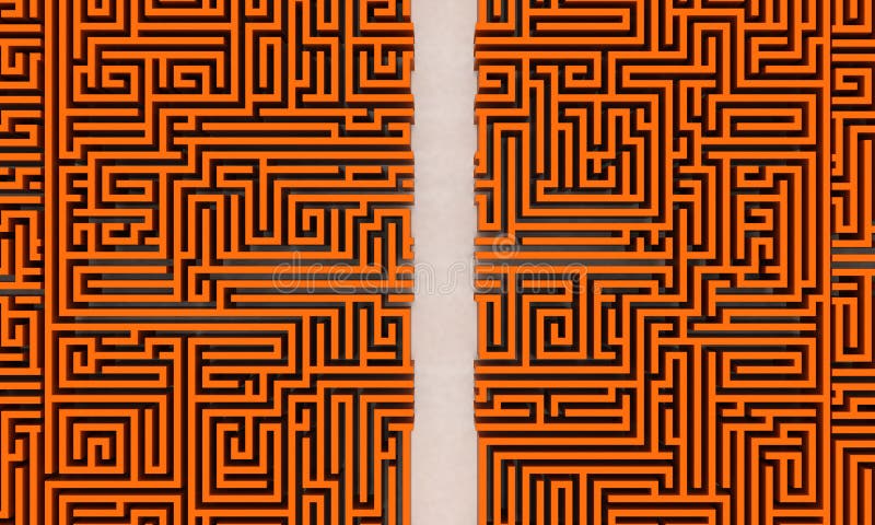 Orange maze with straight way. Orange maze with straight way