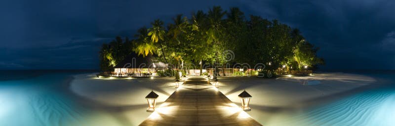 ihuru wyspy Maldives noc panormaic widok obrazy royalty free ihuru wyspy Maldives noc panormaic widok obrazy royalty free