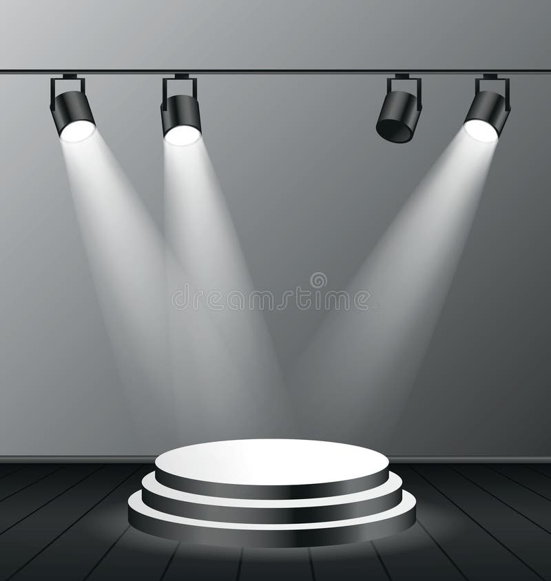 IIluminated plats med podiumstrålkastare - vektorillustration stock illustrationer IIluminated plats med podiumstrålkastare - vektorillustration stock illustrationer